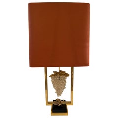 Vintage Gilt Bronze Table Lamp with Murano Grape Cluster