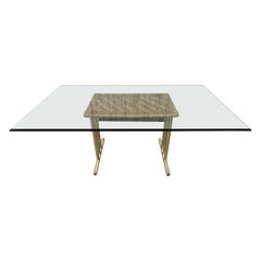 Brass and Woven Rush Dining Table 