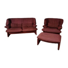 Cassina Portovenere Vico Magistretti Matching Sofa, Lounge Chair & Footstool