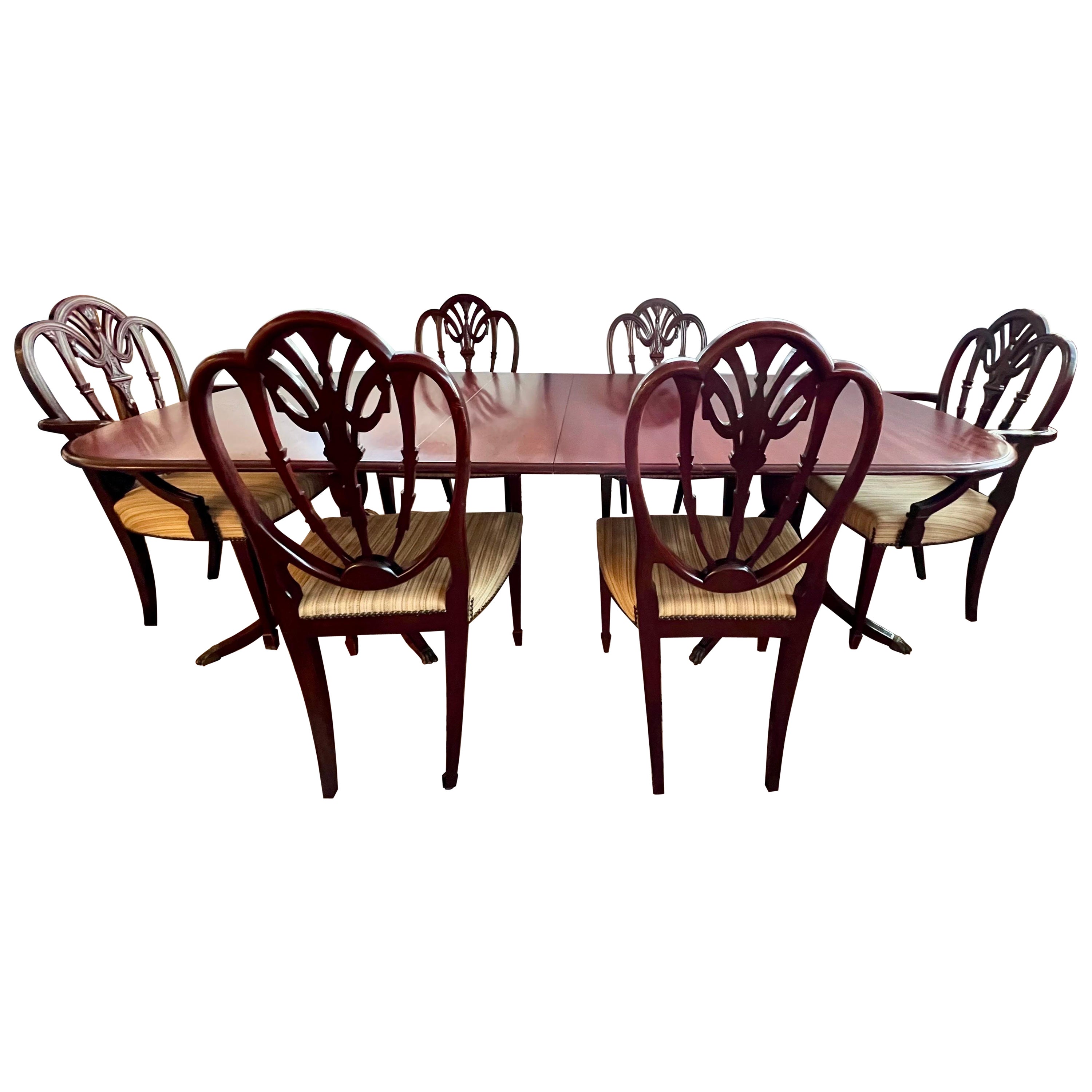 Margolis Hand Crafted Mahogany Dining Set, Dining Table, 6 Chairs For Sale