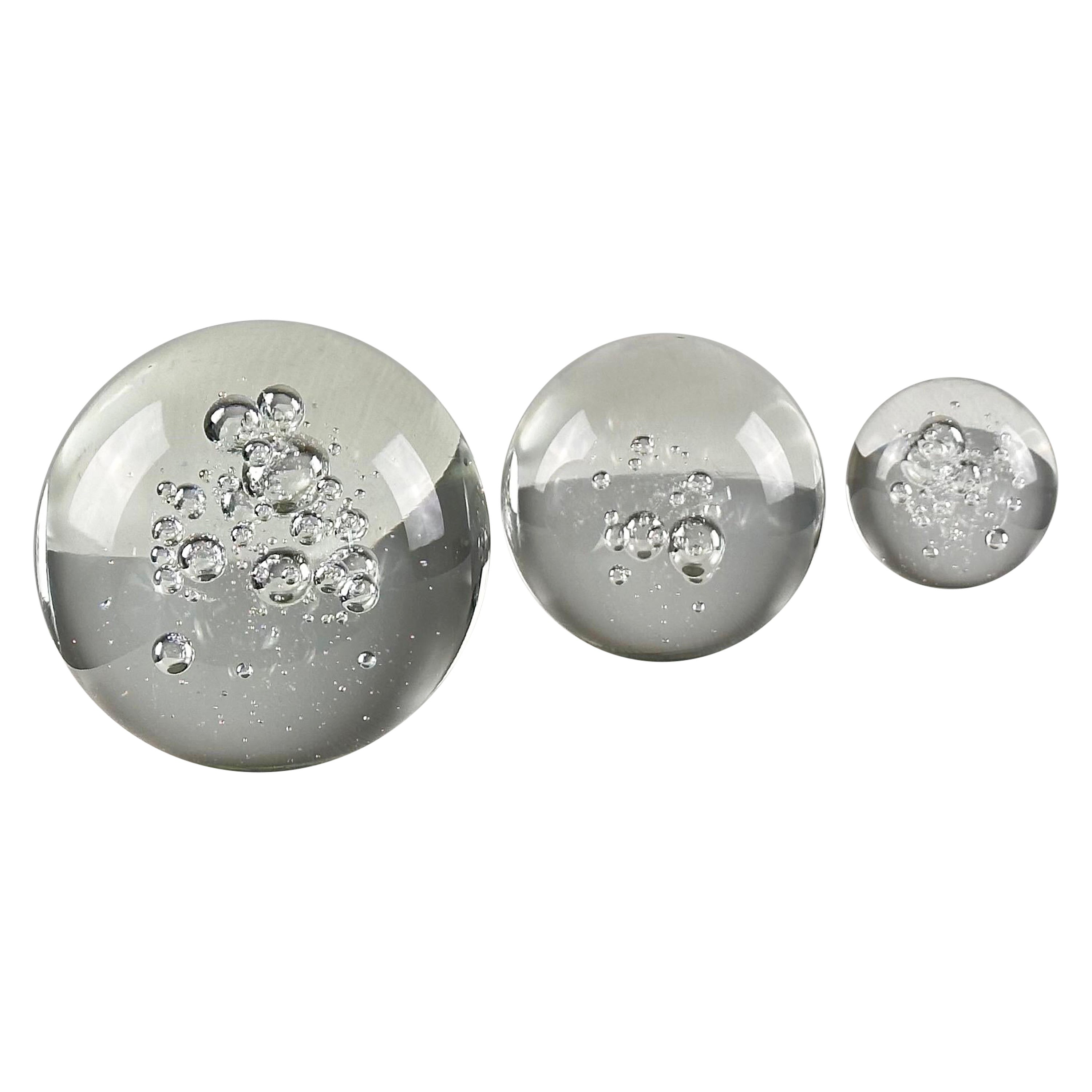 Set of 3 Signed Alfredo Barbini Glass Ornaments for Barbini Murano, Italy, 1980s For Sale