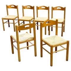 Retro Organic Modern Dining Chairs - Birch + Rush - Italy circa 1980s - Set of Six