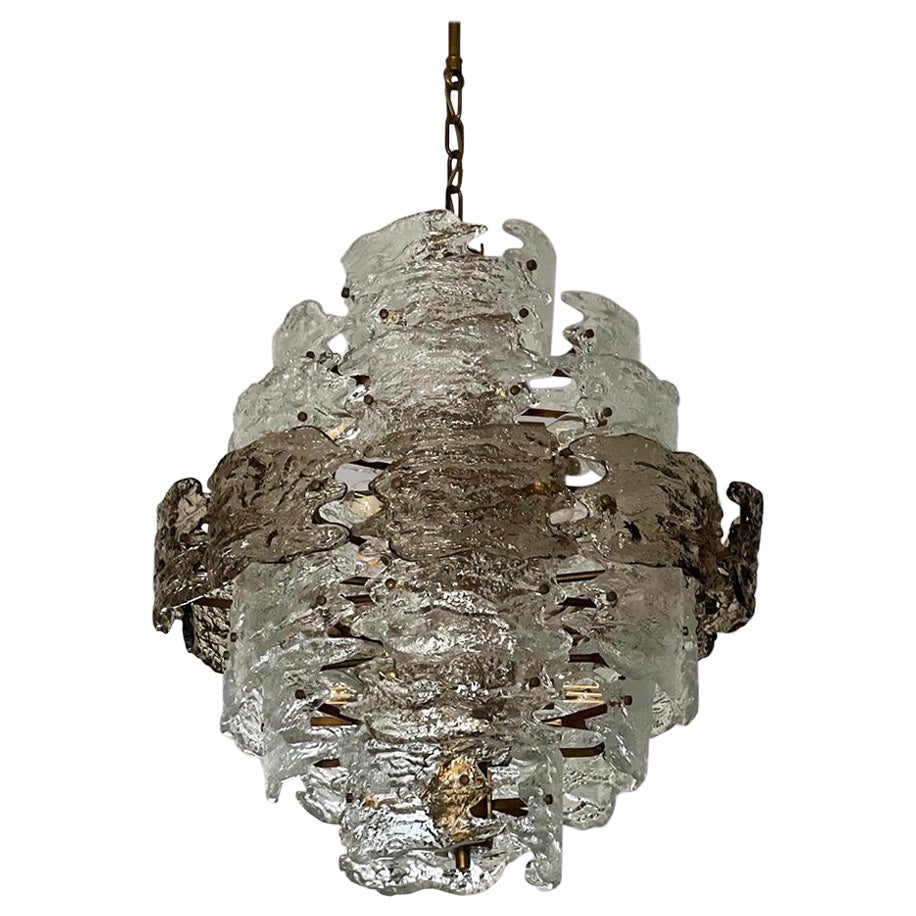 Chandelier Mazzega Vintage Elegant Murano Glass 1970s, in stock