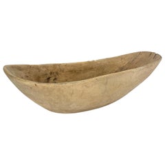 Used Swedish Hand-Carved 19th Century Wooden Folk Art Wabi Sabi Bowl in Pine 