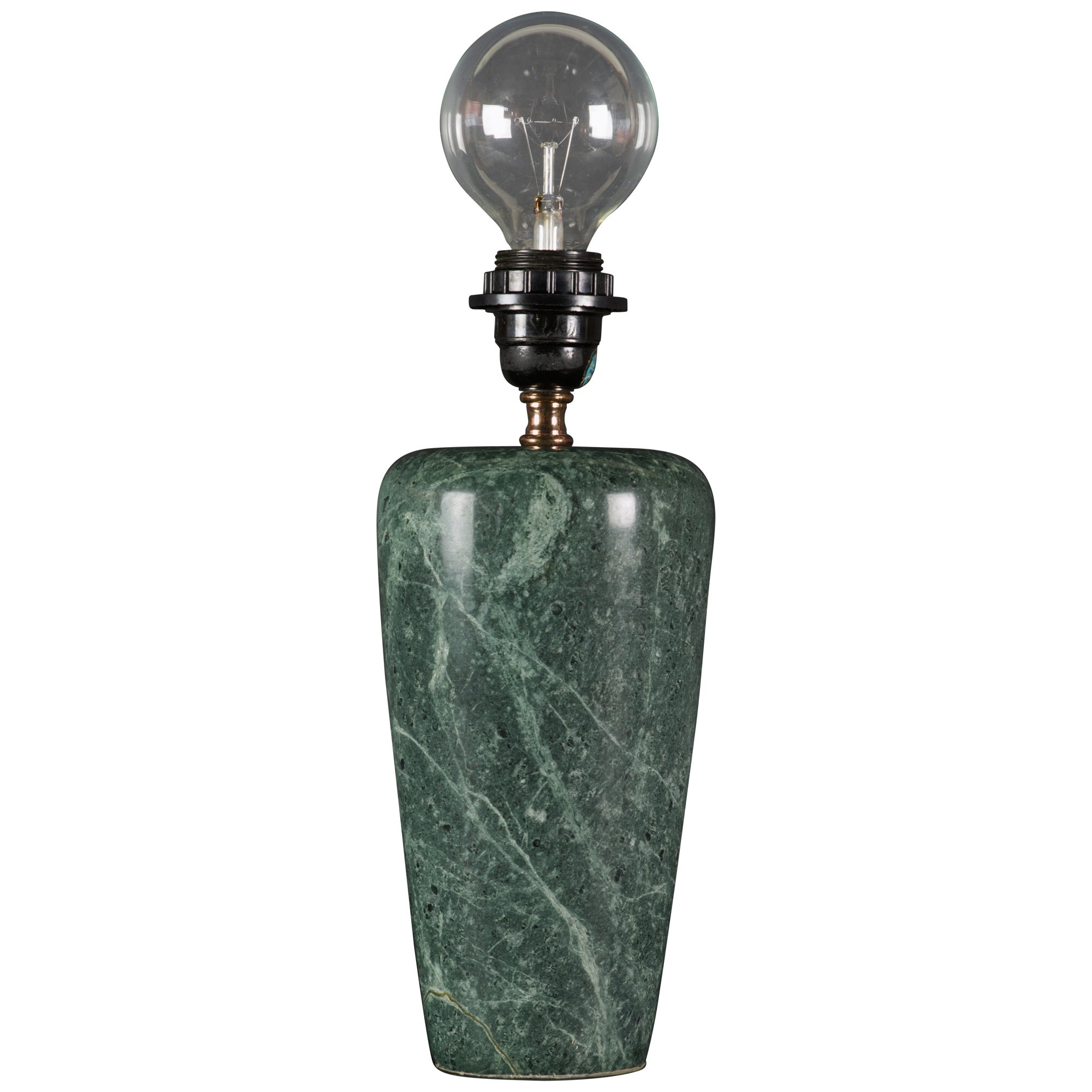 Vintage Post Modern Green Marble Stone Table Lamp For Sale