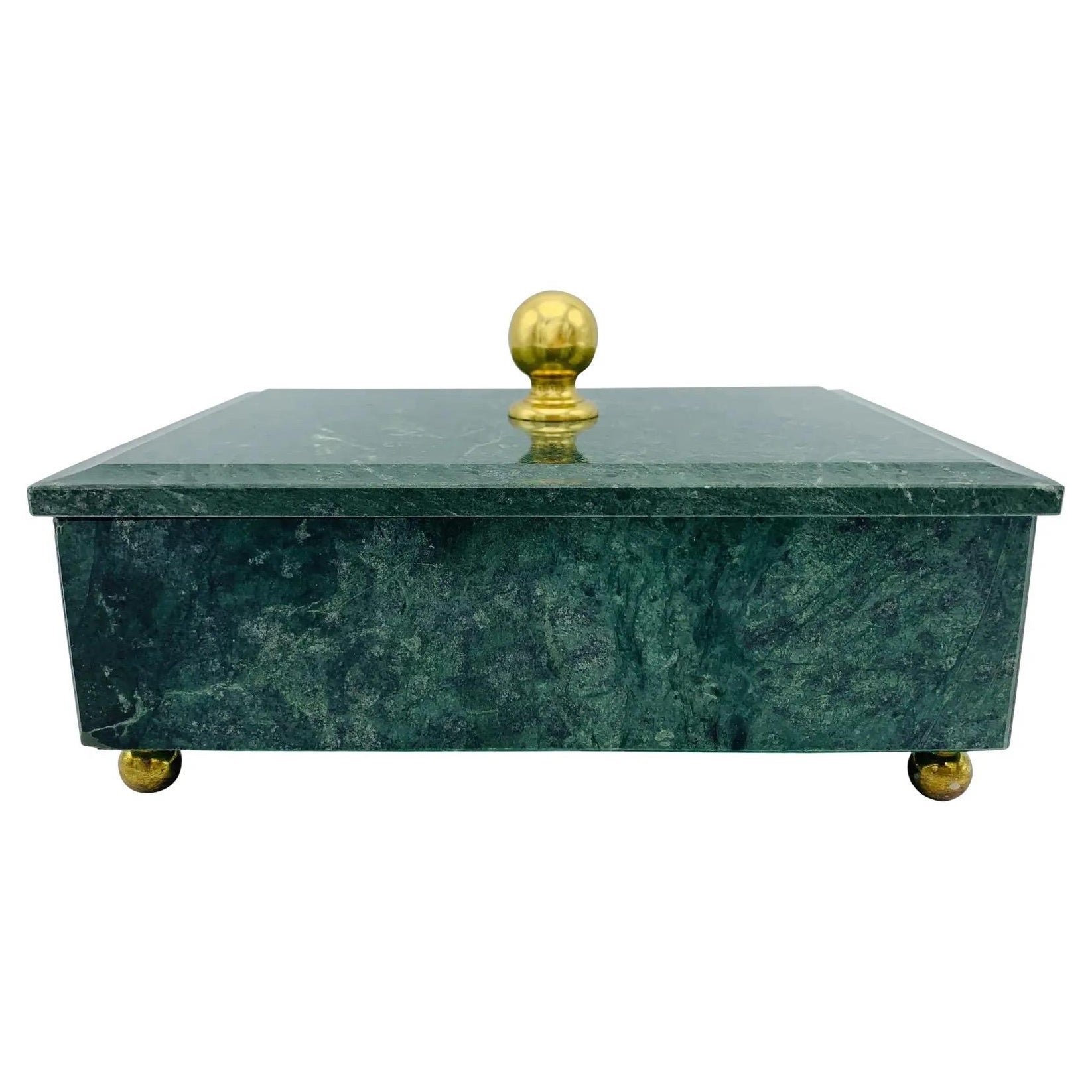1960s Modern Italian Marble and Brass Footed Box