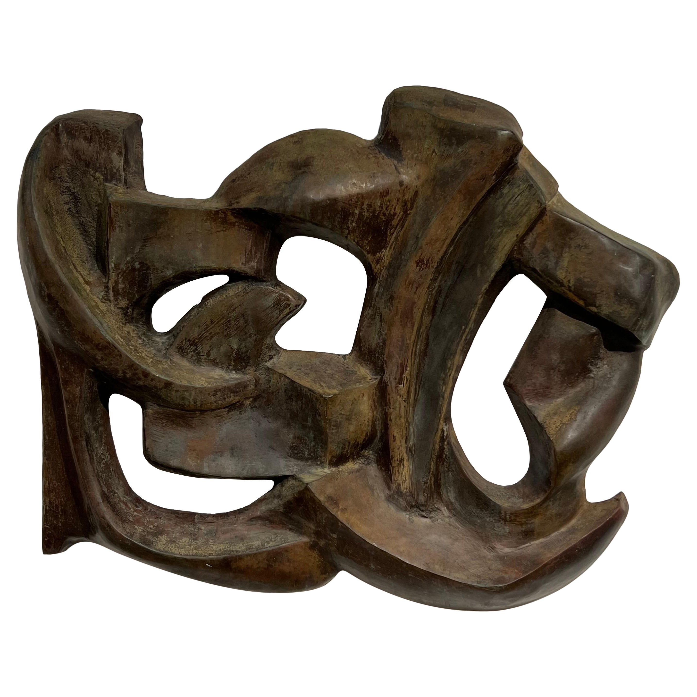 Mid Century Modern Bronze Wall Sculpture c1960s For Sale