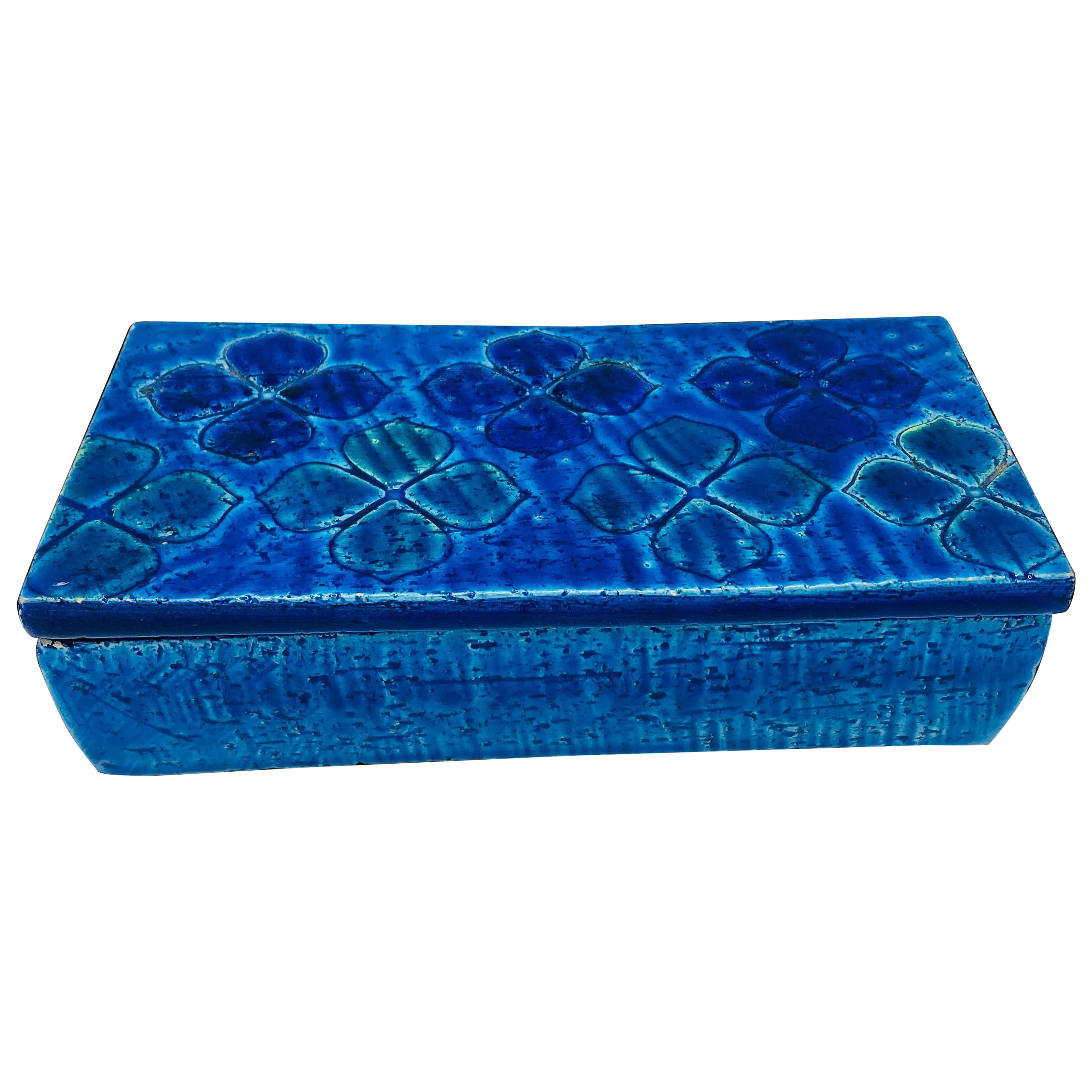 1960s Aldo Londi Bitossi 'Blue Rimini' Clover Box, #10/20 For Sale