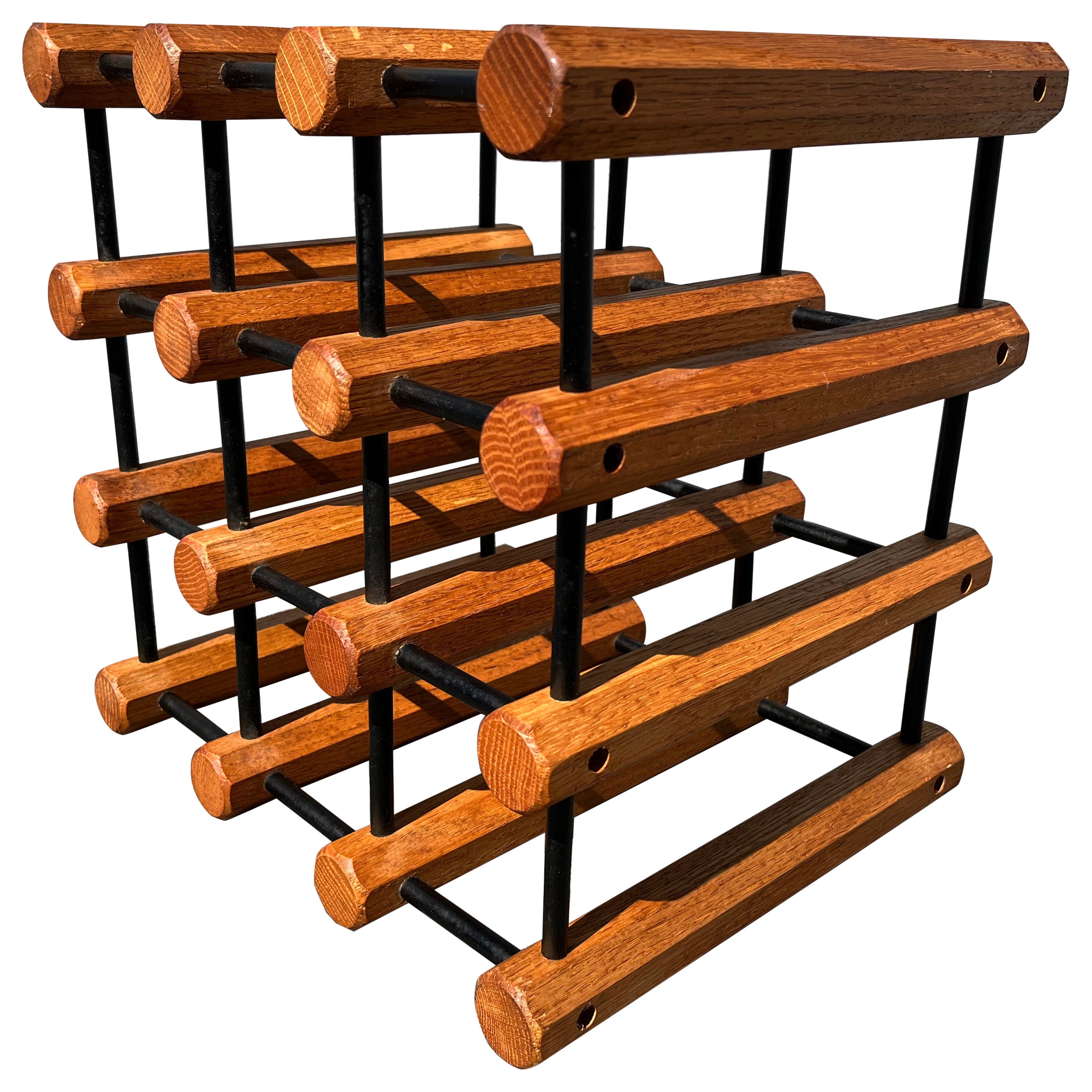 Mid Century Oak Wine Rack