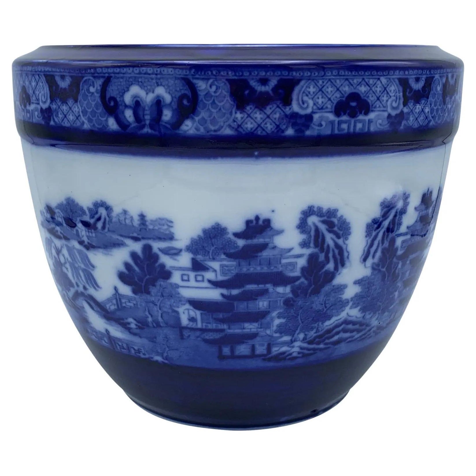 Blumenkästen aus blauem und weißem, weißem und blauem Weidenporzellan aus Minton, frühes 20. Jahrhundert im Angebot