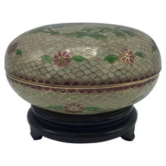 Antique 19th Century French Plique a Jour Cloisonné Mosaic Lidded Bowl on Stand