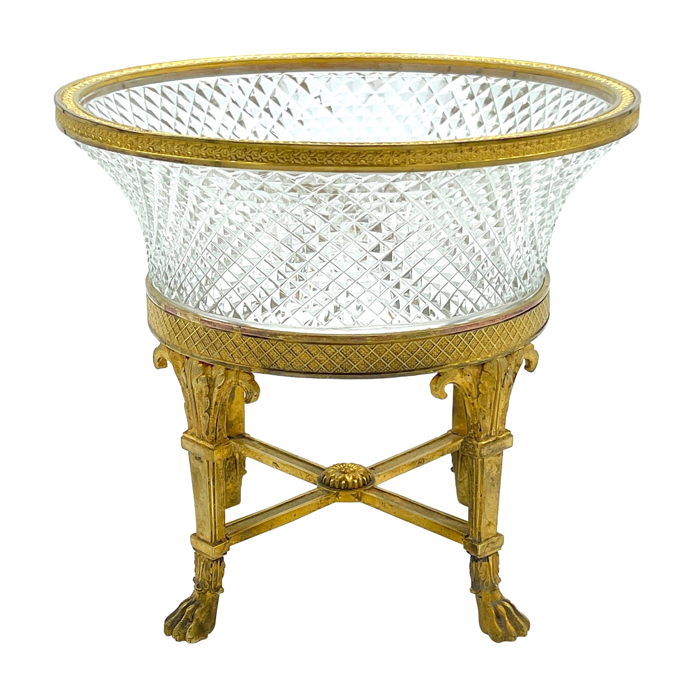 Empire Style Ormolu & Cut Crystal Compote/ Tazza  For Sale