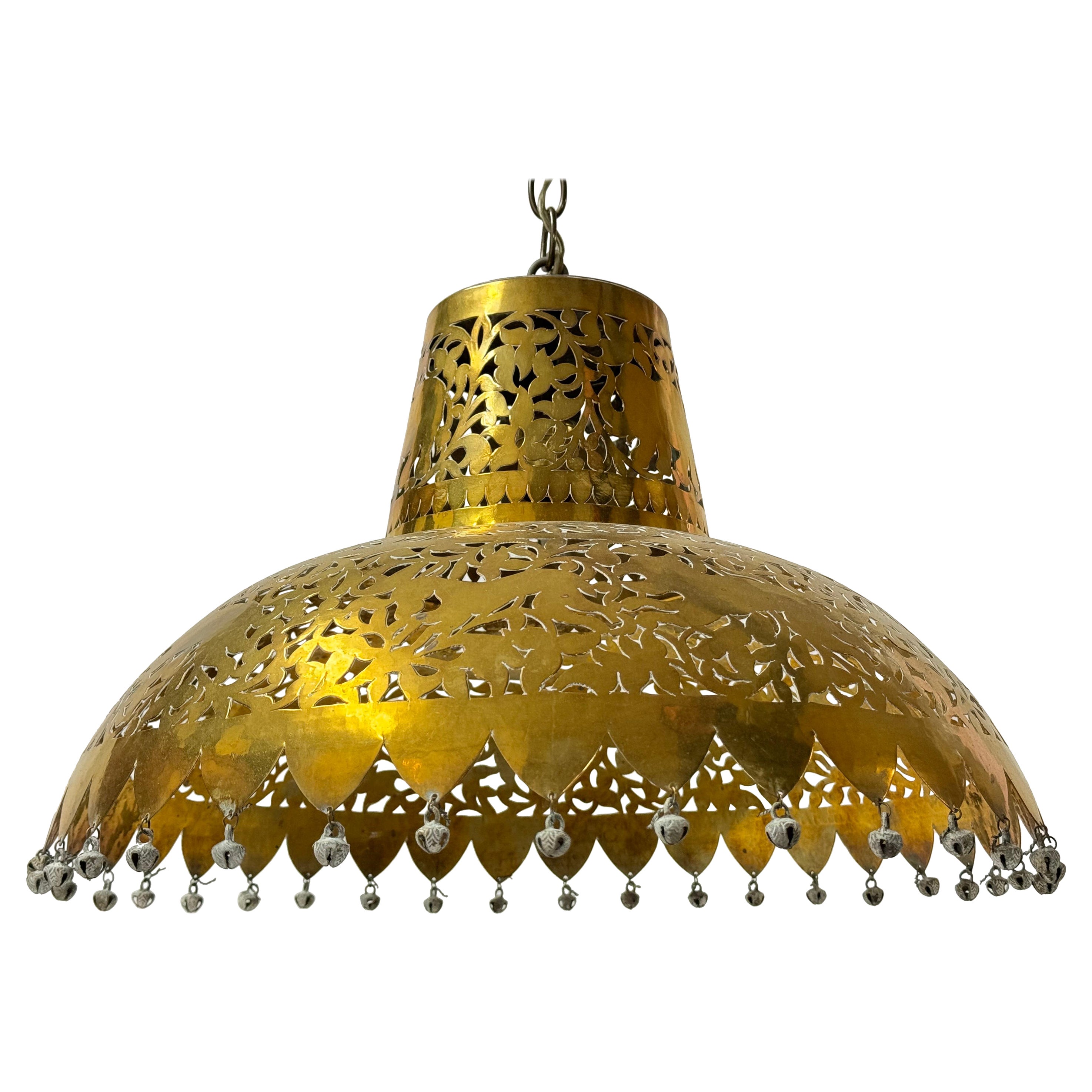 Moroccan Pierced Brass Chandelier For Sale