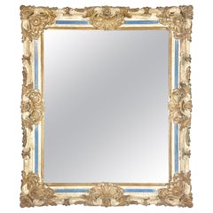 Monumental French Baroque Style Painted & Parcel Gilt Mirror C. 1940's