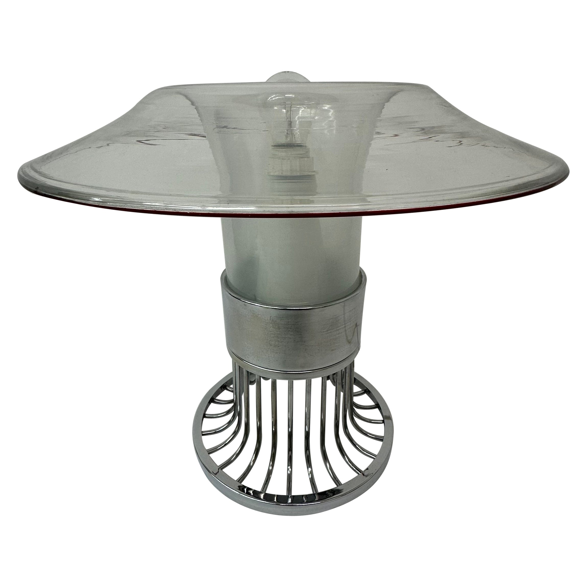 Post modern space age UFO glass table lamp , 1970s Italy For Sale