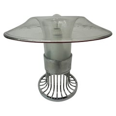 Vintage Post modern space age UFO glass table lamp , 1970s Italy