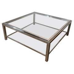 Grande table basse carrée chromée