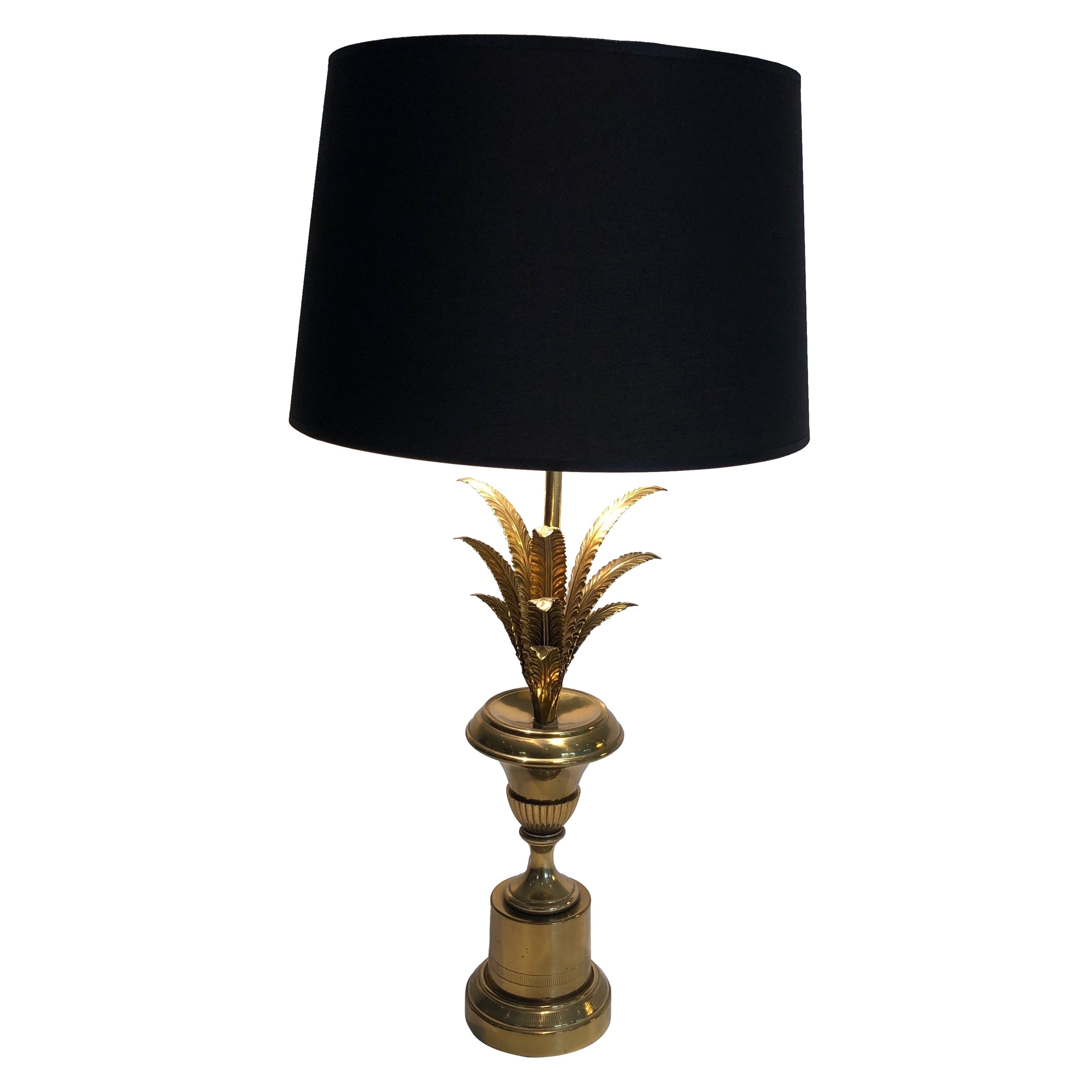 Palm Tree Neoclassical Style Brass Table Lamp in the Style of Maison Charles For Sale