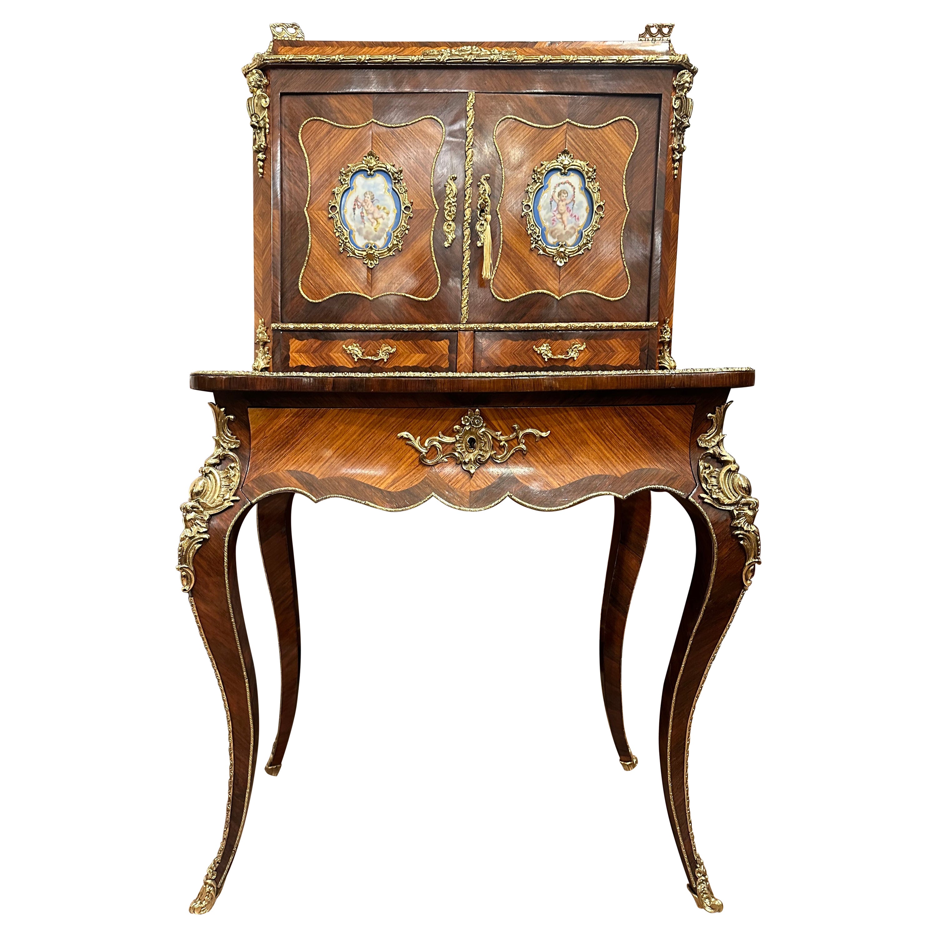 Elegant Bonheur De Jour Ladies Writing Desk For Sale