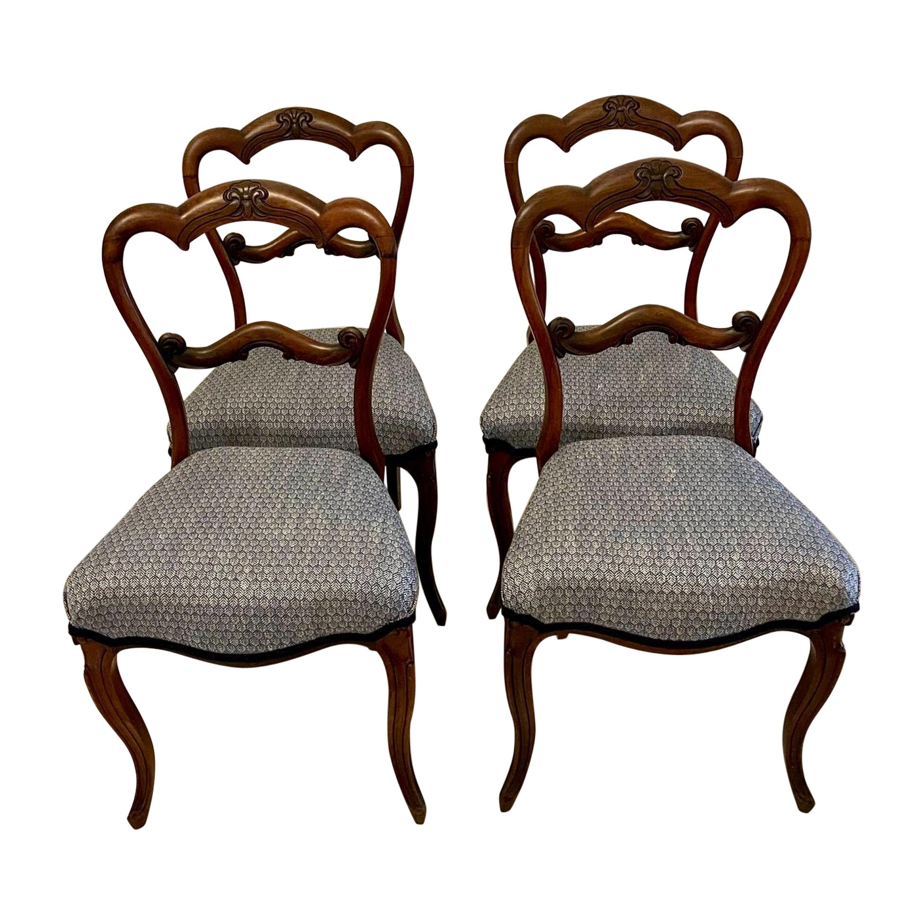 Set of 4 Antique Victorian Quality Rosewood Dining Chairs 