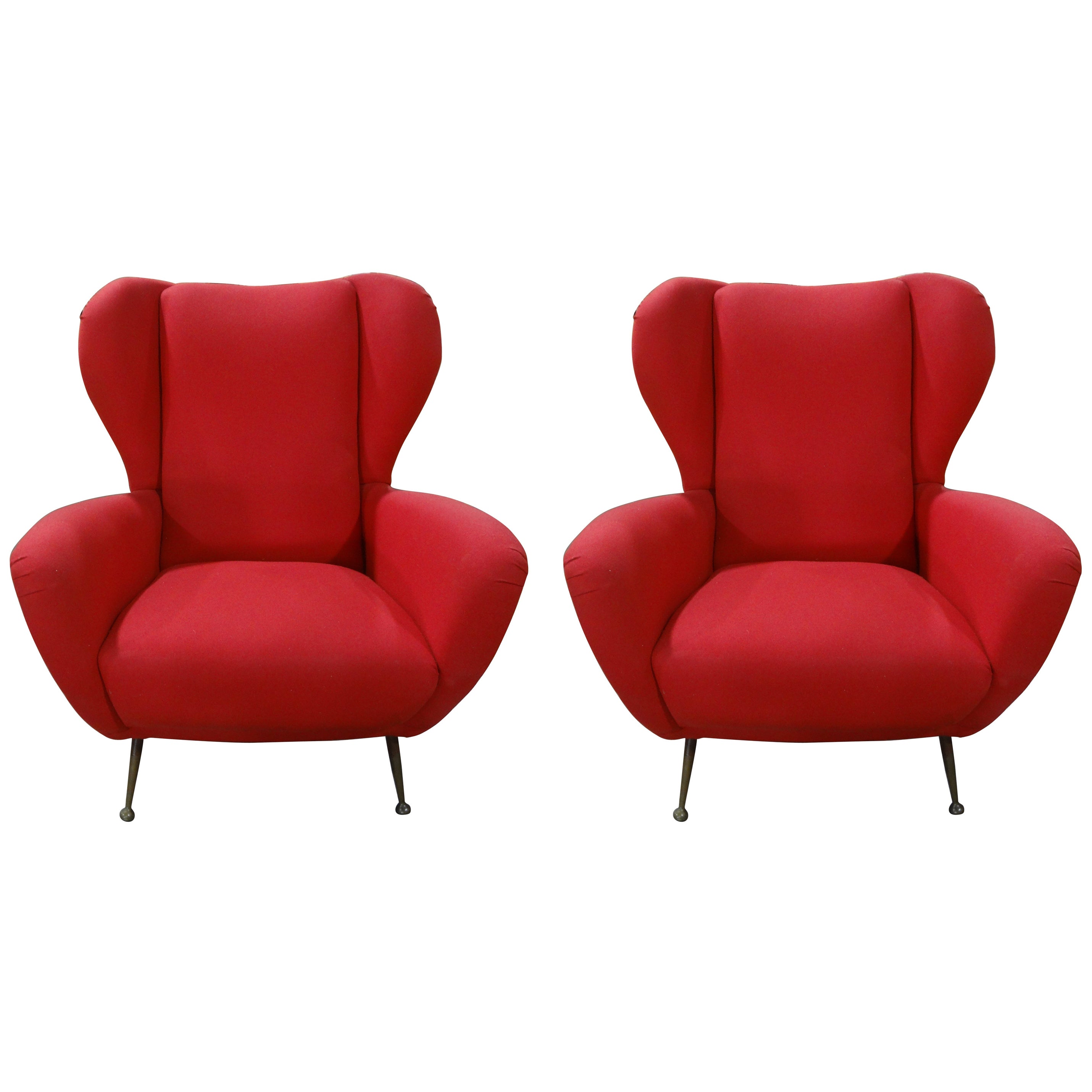 Pair Of Italian Modern Sculptural Lounge Chairs Inspired By Gio Ponti For Sale