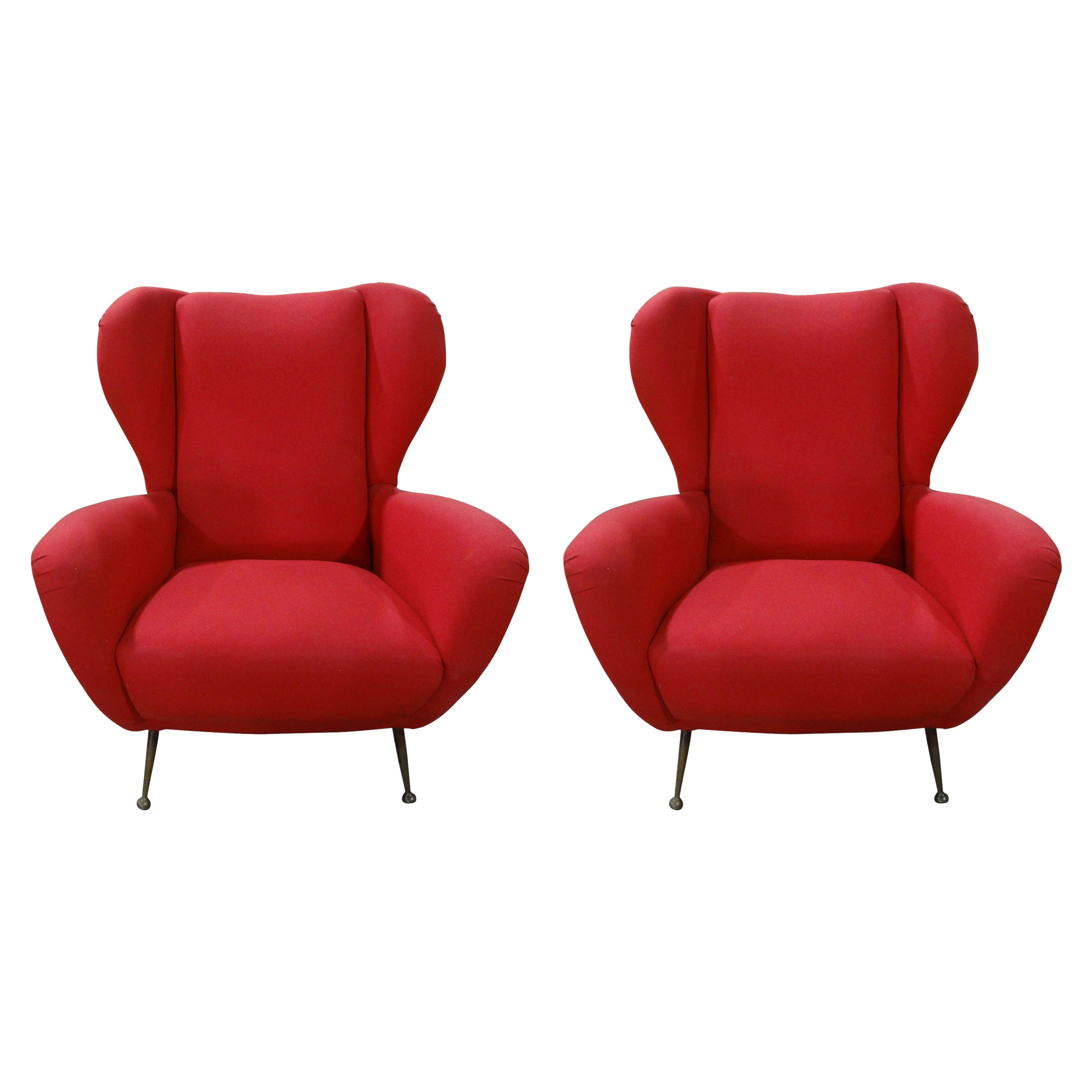 Pair Of Italian Modern Sculptural Lounge Chairs Inspired By Gio Ponti