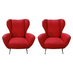 Pair Of Italian Modern Sculptural Lounge Chairs Inspired By Gio Ponti