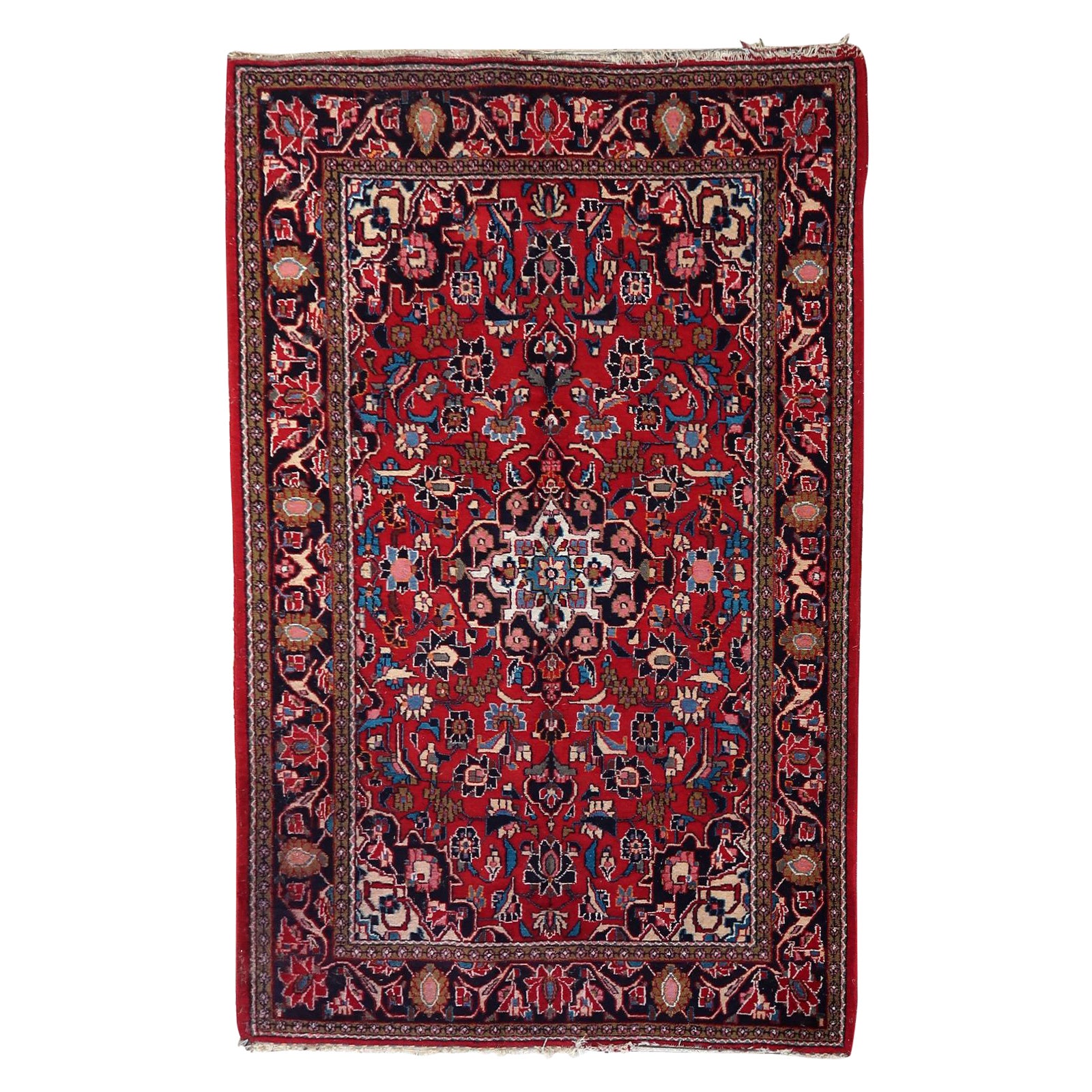 Handgefertigter antiker Kashan-Teppich im persischen Stil 4.2' x 6,5', 1920er Jahre - 1C1119