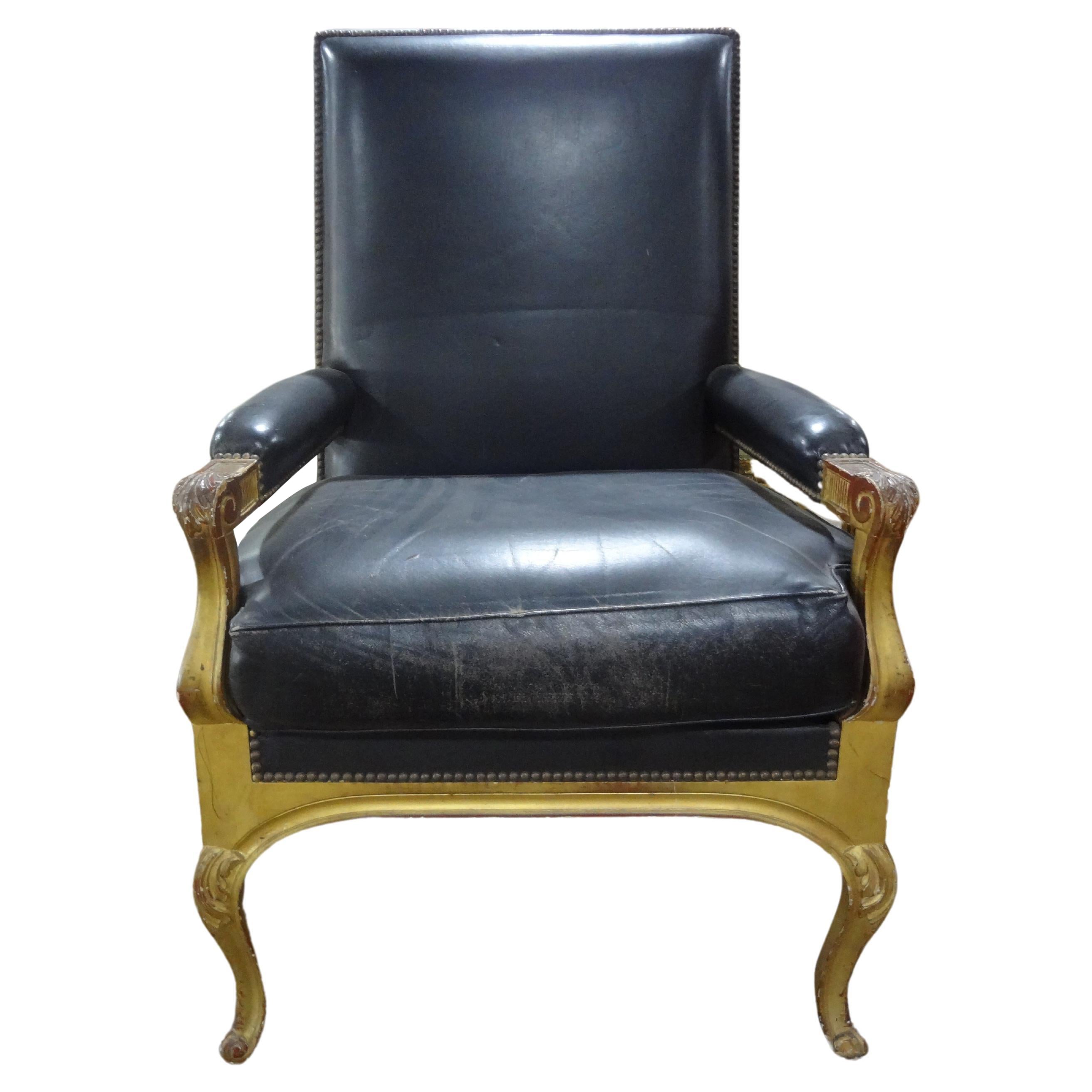 French Maison Jansen Louis XVI Style Giltwood Fauteuil For Sale