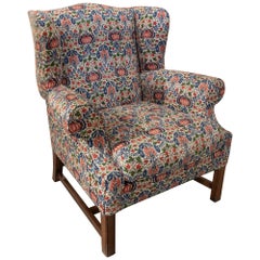 Upholstered Armchair with Floral Pomegranate Fabric