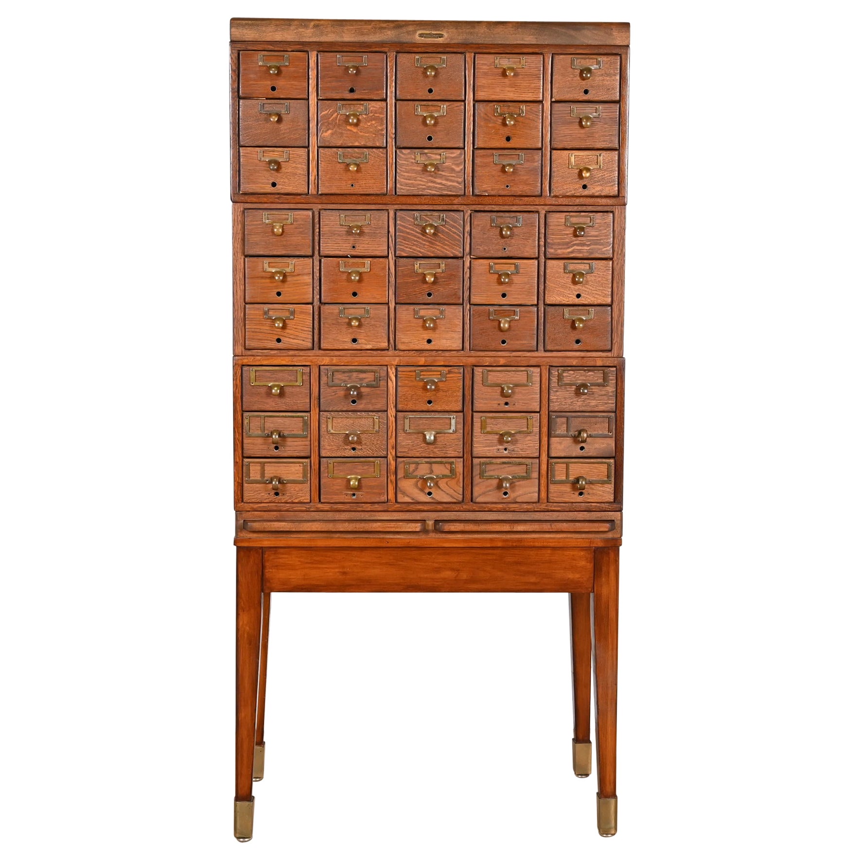Antique Arts & Crafts 45-Drawer Card Catalog Filing Cabinet by Remington Rand