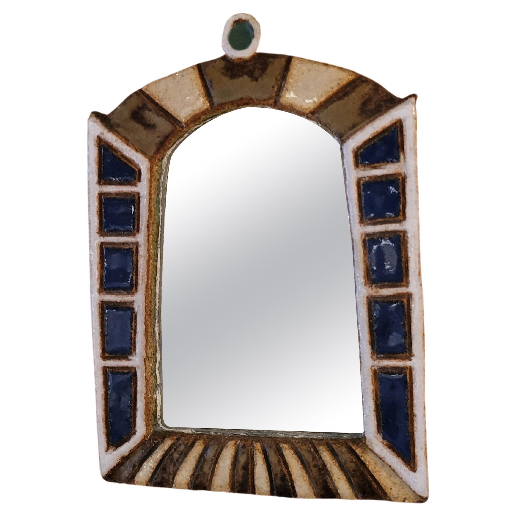 Ceramic mirror by les Argonautes, France, 1960's For Sale