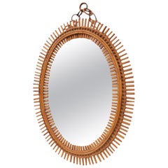 Vintage Oval bamboo mirror 