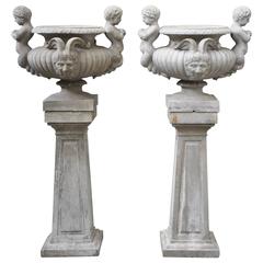 Antique Pair of Garden Vases from Louis Lonati's House, Dijon, France, 1926