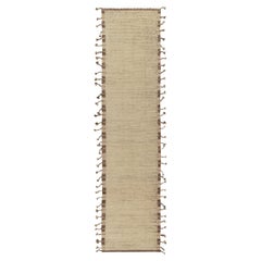 Tapis & Kilim's Moroccan Style Runner in Beige, Brown Plain Textural Pattern
