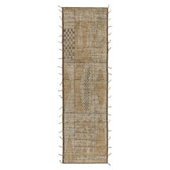 Rug & Kilim's Moroccan Style Runner in White, Beige-Brown Tribal Pattern