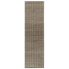 Rug & Kilim's Moroccan Style Runner in Brown & Gray High-Low Striations
