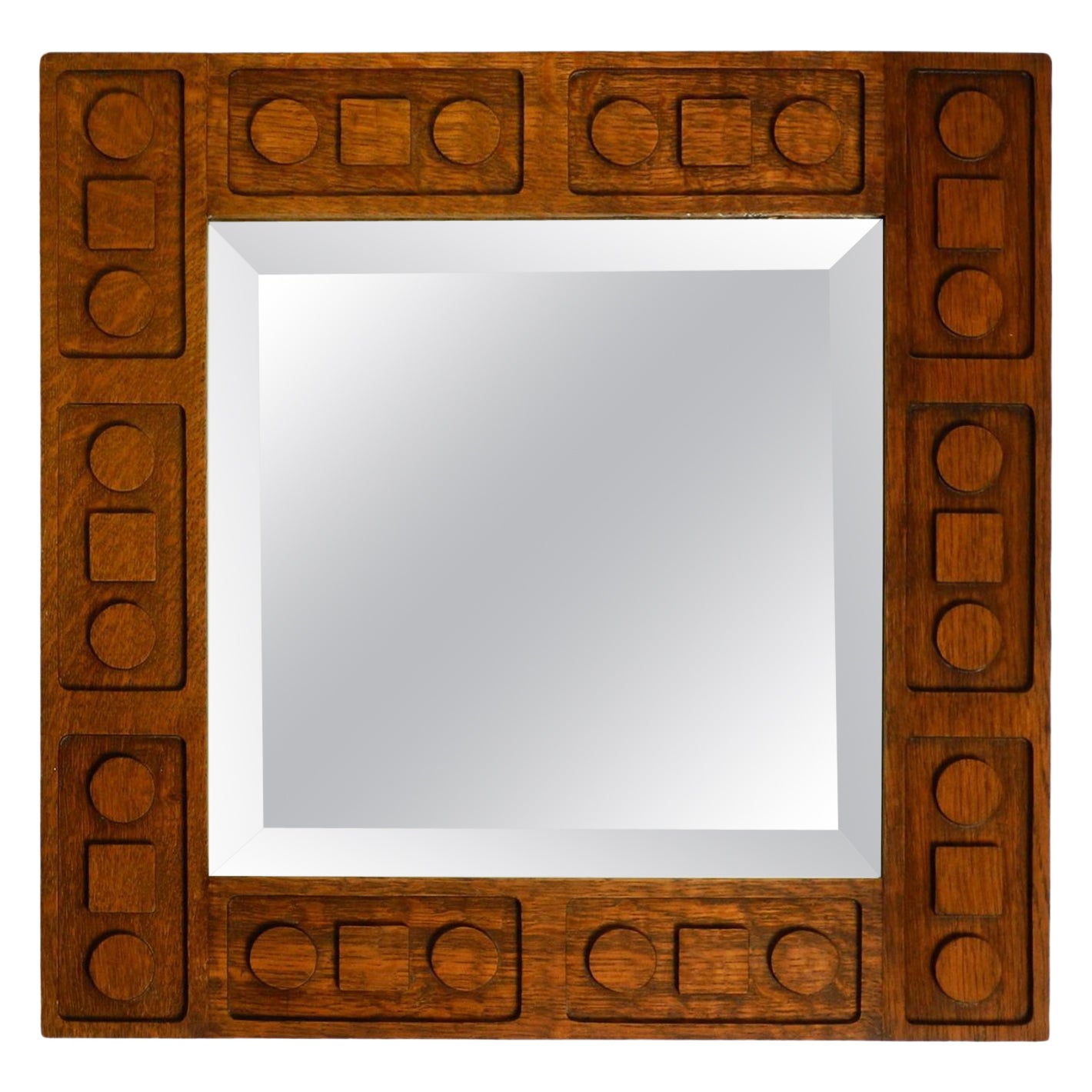 Beautiful extraordinary 1930s Art Deco wall mirror made of oak For Sale