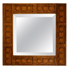 Used Beautiful extraordinary 1930s Art Deco wall mirror made of oak