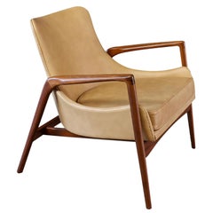 Expertly Restored - Ib Kofod-Larsen Teak & Leather Lounge Chair for Selig 