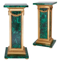Pair of French Malachite and Ormolu Pedestals