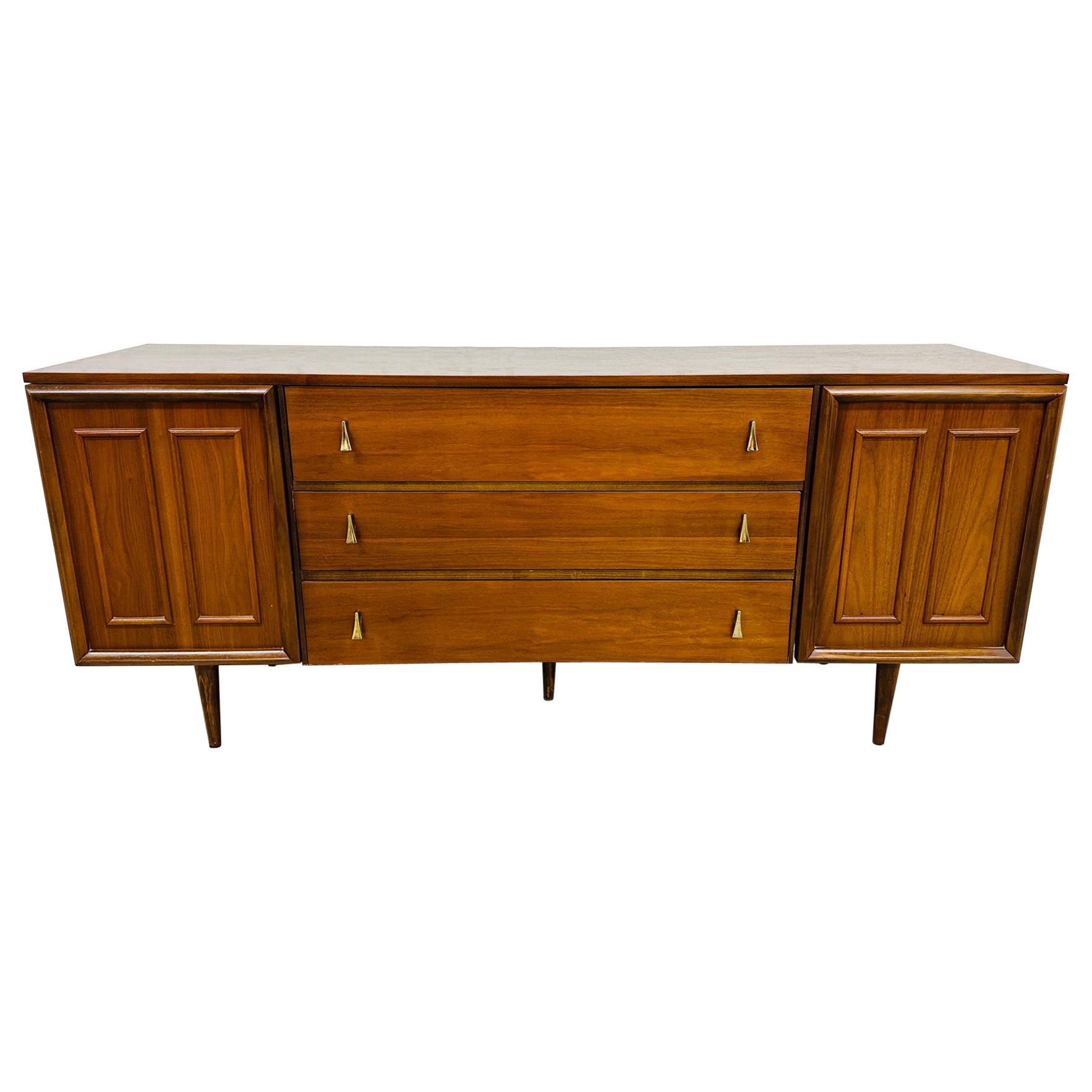 Mid-Century Modern Walnut Triple Dresser