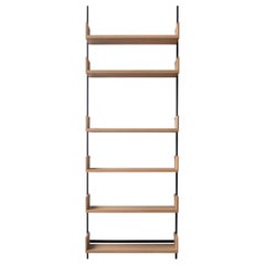 Estantería mural modular AS4 de 32" de ancho: roble blanco macizo y acero ennegrecido