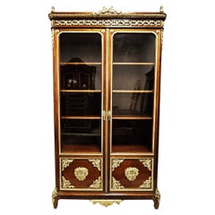  Vitrine Bookcase Napoleon III and Boulle Style, France, 19th Cent