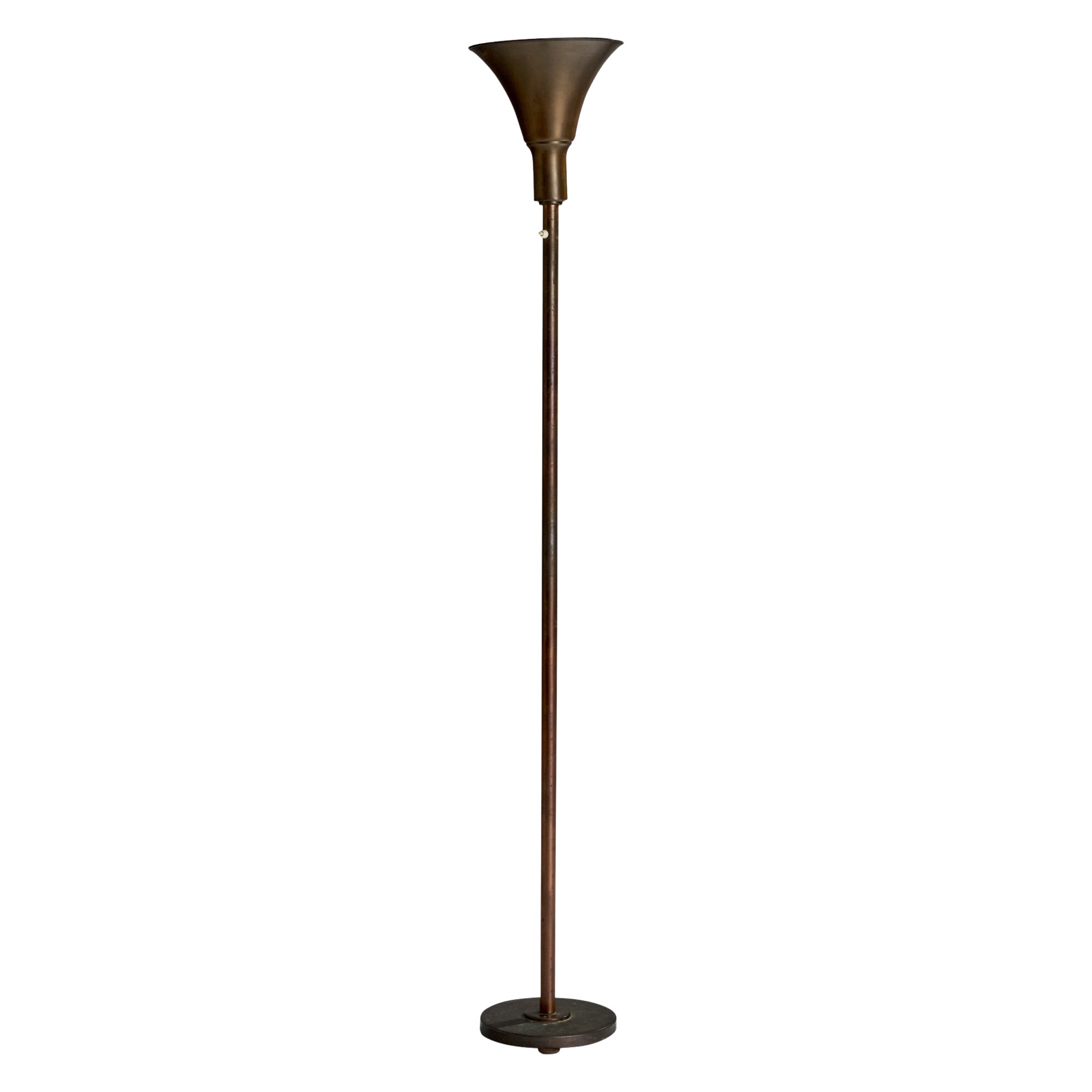 Swedish Designer, Floor Lamp, Bronze, Sweden, 1930s For Sale