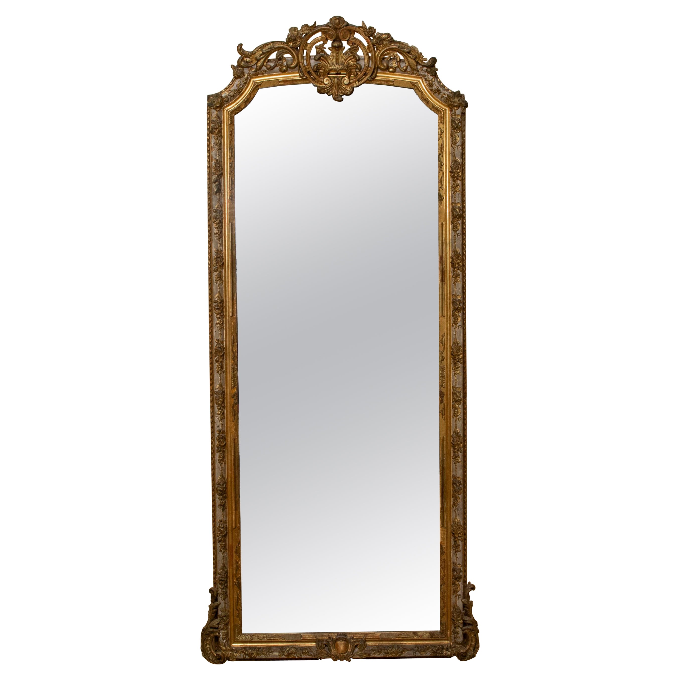 Mid19th Century French Regency Style Gilt Wood Full Length Mirror, 87