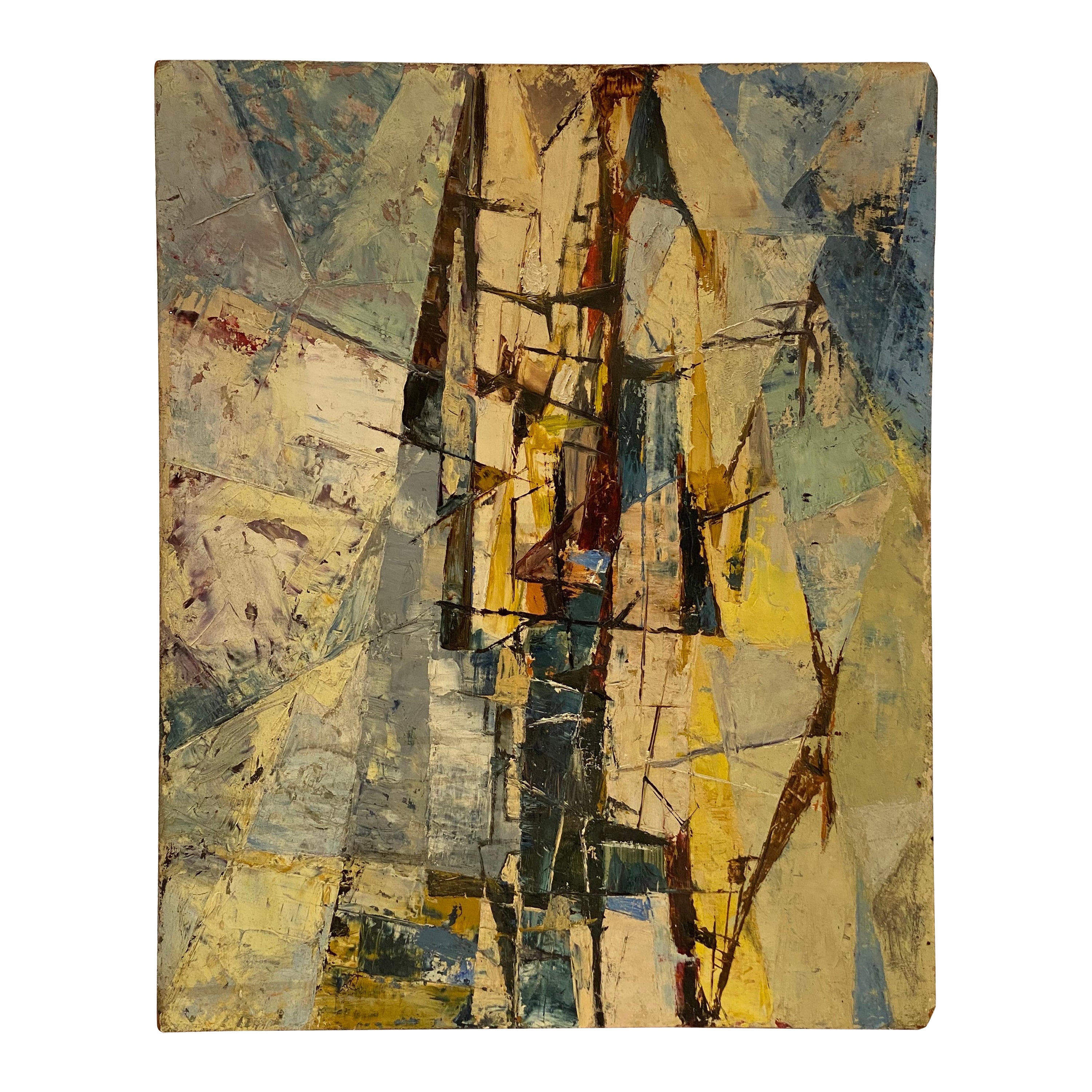 1950s Geometric Abstract Painting For Sale