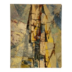 Retro 1950s Geometric Abstract Painting
