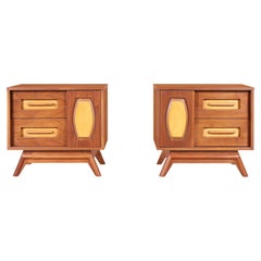 Vintage Mid-Century Modern Walnut Nightstands by Young Mfg.