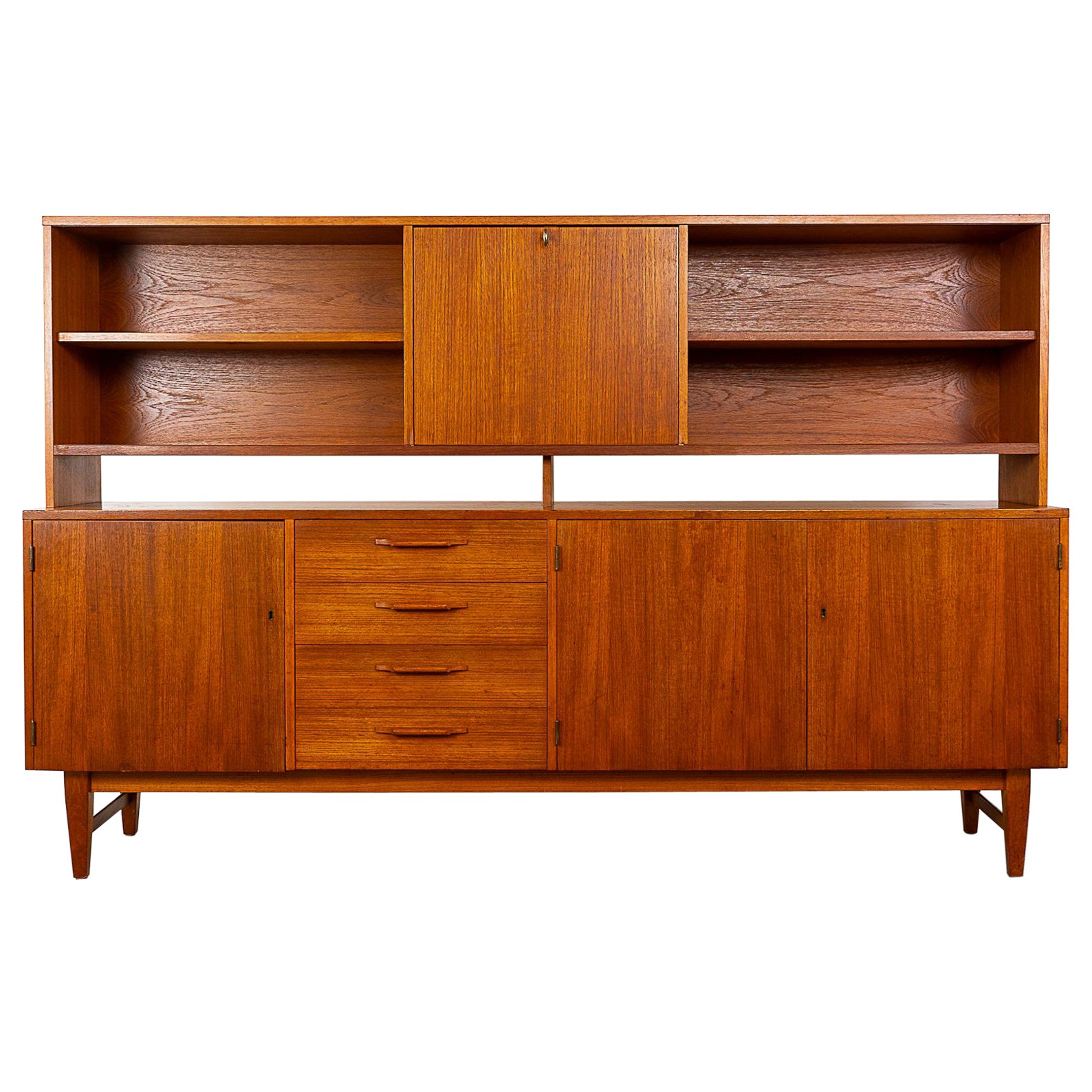 Mid-Century Swedish Teak Sideboard & Hutch For Sale